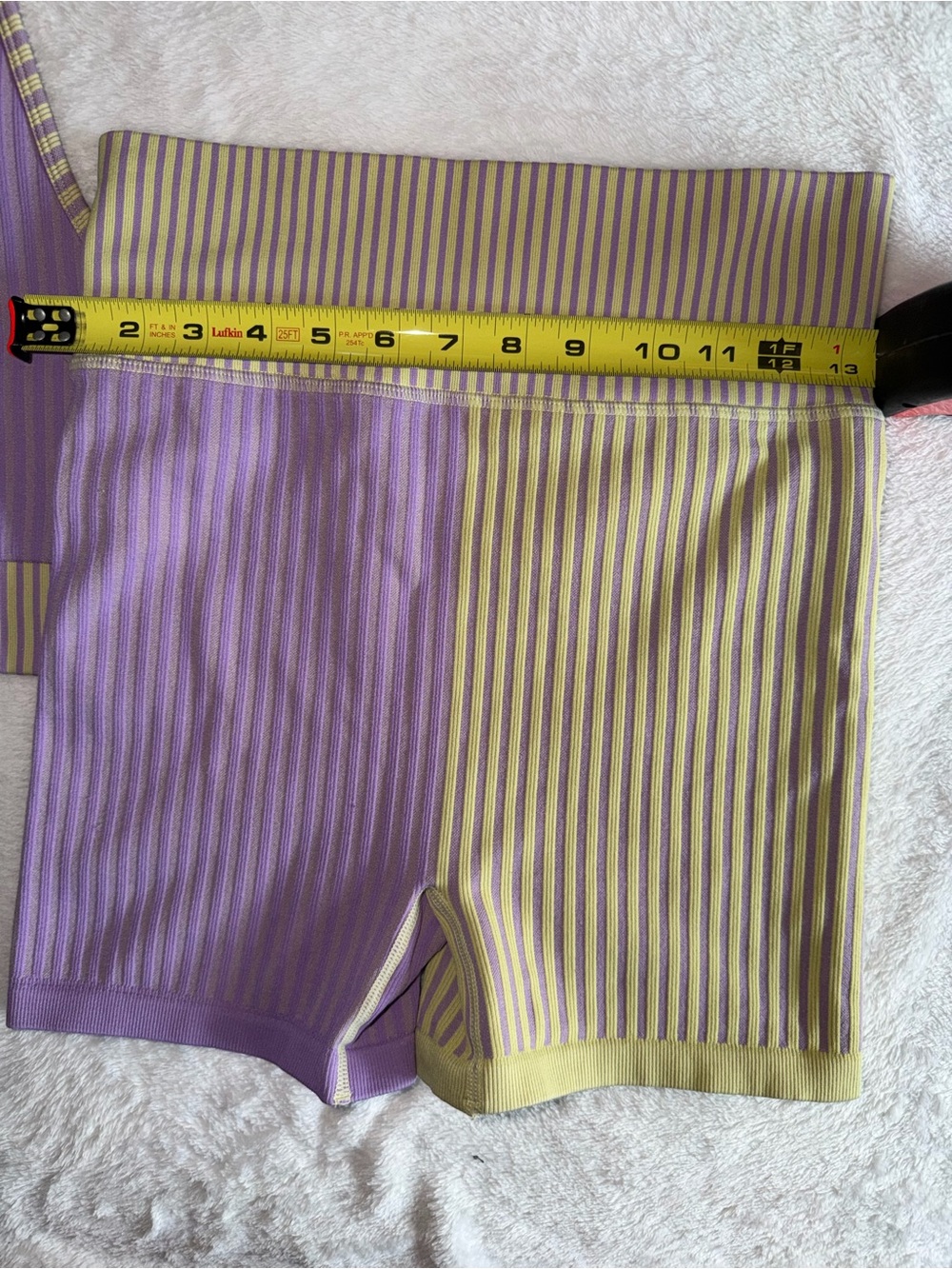 Striped Lavender & Olive Ribbed Active Set - Crop Tank + Biker Shorts - Picture 10 of 15